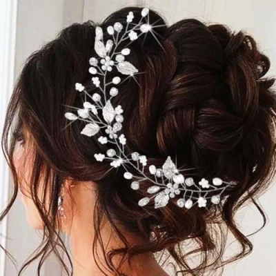 Abbildung von Unicra Haarkamm, mit Kristallen, Haarschmuck, für Braut, Hochzeit, Blume, Haarteile Frauen und Mädchen