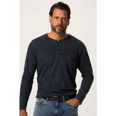 Abbildung von JP1880 T Shirt Henley Langarm Knopfleiste Flammjersey