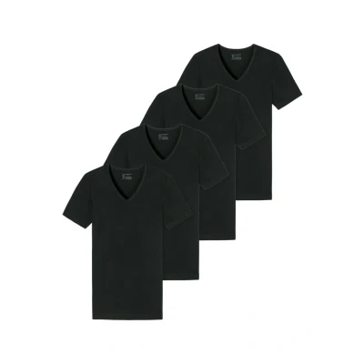 Abbildung von Schiesser 4ERPACK Unterhemd/shirt, Herren, Größe: Large, Schwarz