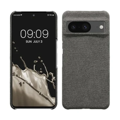 Abbildung von kwmobile Schutzhülle kompatibel mit Google Pixel 8 Hülle Stoff Cover Handyhülle Backcover in Grau
