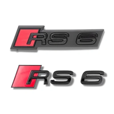 Abbildung von Original Audi Schriftzug für RS6 und weitere Modelle, Schwarz, Tuning Exclusive Black Edition, Set Heckklappe &amp; Kühlergrill, Mehrere Schriftzugpaket, Selbstklebend