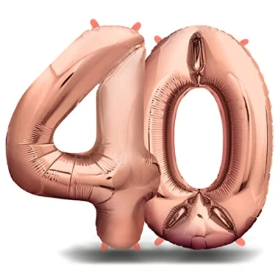 Abbildung von envami® Folienballon Zahl Geburtstagsdeko Rosegold 100cm Deko zum Geburtstag Luftballon Zahlen Dekoration Happy Birthday Mädchen Fliegt mit Helium (Zahl 40)