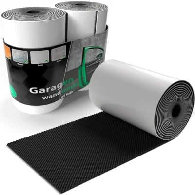 Abbildung von BigDean 2 Rollen Garagen Wandschutz selbstklebend 200x20x0,5cm extra Dicker Türkantenschutz Auto zuschneidbar Schwarz