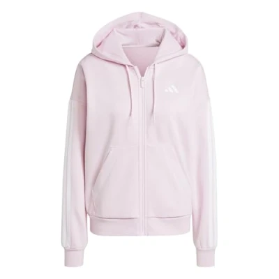 Abbildung von adidas Damen Essentials 3 Stripes Full Zip Fleece Hoodie, Clear pink/White, L