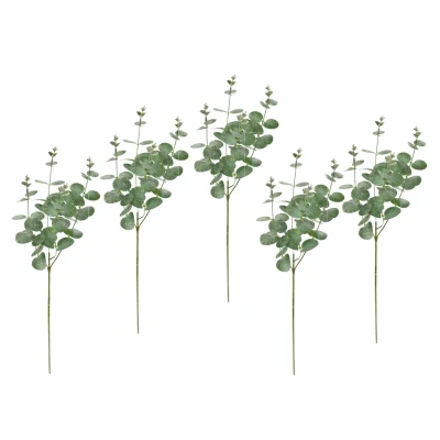 Abbildung von I.GE.A. Kunstzweig &quot;Künstlicher Zweig Eukalyptus&quot;, 5er Set Dekozweig Deko für Girlande Kranz Weihnachtsdeko Einzelblume