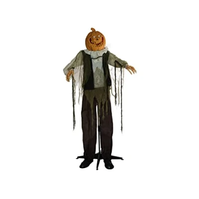 Abbildung von EUROPALMS Halloween Figur Kürbismann, animiert, 170cm Animierte Standfigur mit Licht , Sound und Bewegungseffekt