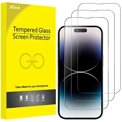 Abbildung von JETech Full Screen Schutzfolie für iPhone 14 Pro Max 6,7 Zoll, 9H Panzer Schutz Glas Folie Displayschutz Hat Keinen Einfluss auf die Hülle, HD Klar, 3 Stück