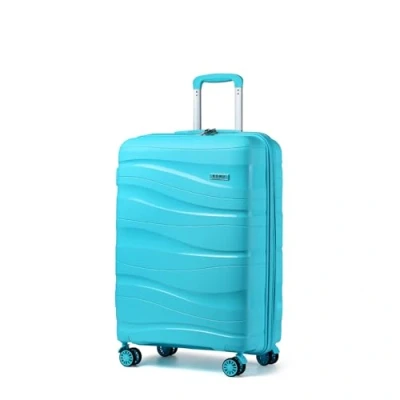 Abbildung von KONO Handgepäck Koffer Trolleys 56cm Leicht Hartschalenkoffer Reisekoffer mit 4 Rollen und TSA Schloss, 56x39x20.5cm, 39Liter, Zwillingsrollen Polypropylen Rollkoffer (Hellblau, M)