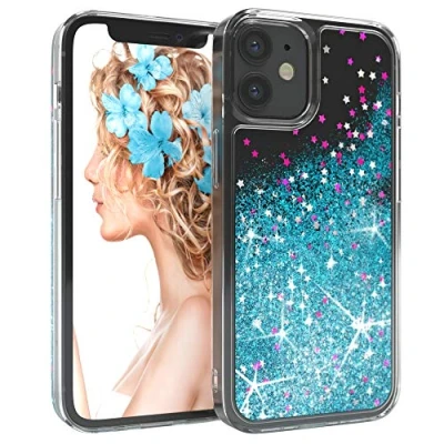 Abbildung von EAZY CASE Hülle kompatibel mit iPhone 12 Mini Schutzhülle Flüssig Glitzer, Handyhülle, Schutzhülle, Back Cover Glitter Flüssigkeit, TPU/Silikon, Transparent/Durchsichtig, Blau