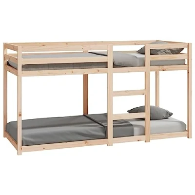 Abbildung von vidaXL Etagenbett, Stockbett für begrenzte Platzverhältnisse, Hochbett mit Leitplanken, Bett Bettgestell Bettrahmen, 80x200cm Massivholz Kiefer