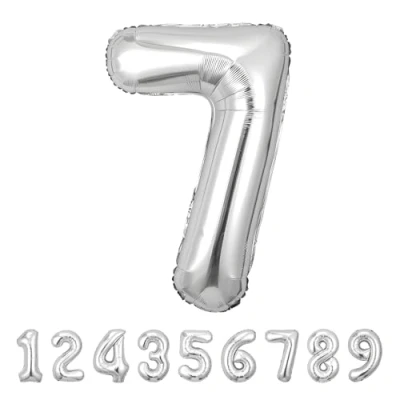 Abbildung von Geburtstag zahlen luftballon 7 jahre Silber Folienballon XXL Riesen in 40&quot; 101cm Geburtstagsdeko Ballon Zahl Deko zum .Fliegt mit Helium