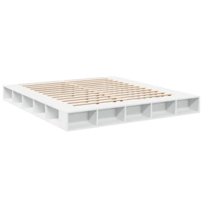 Abbildung von vidaXL Bettgestell, Bett mit Stauraum für Schlafzimmer, Bettrahmen Lattenrost, Schlafzimmerbett Doppelbett, Weiß 180x200cm Holzwerkstoff