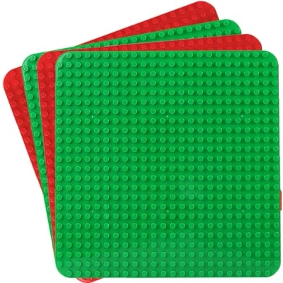 Abbildung von Große Bauplatte Kompatibel mit Lego DUPLO Platten, Classic Grundplatte für Sets,38 * 38cm Platten Set Kreatives Vorschulspielzeug,Grün, Rot(4 Stück)