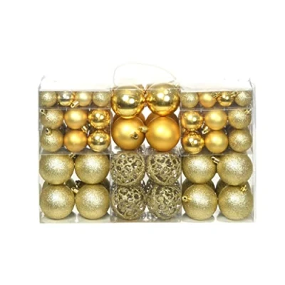 Abbildung von vidaXL Christbaumschmuck 100 tlg. Weihnachtskugel Set 3/4/6 cm Golden (100 tlg)