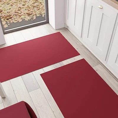 Abbildung von PETTI Artigiani Italiani Küchenteppich, Küchenläufer, waschbar, rutschfest, einfarbig, 52 x 440 cm, Bordeaux, 100% Made in Italy