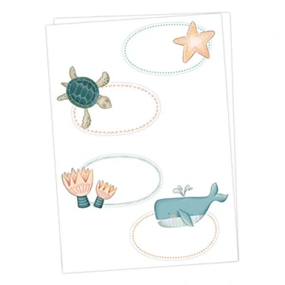 Abbildung von Papierdrachen 8 Bunte Sticker zum Beschreiben für Kinder Motiv Unter Wasser Ideal Beschriften von Schulbüchern und Schulheften oder Geschenken zu Weihnachten