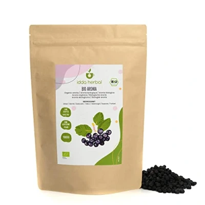 Abbildung von BIO Aroniabeeren getrocknet (1kg), Ganze ungesüßte Aronia Beeren aus biologischem Anbau, 100% Natürlich und rein, Verzehrfertiger Fruchtsnack, Vegan