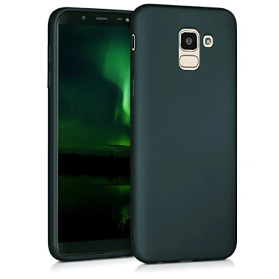 Abbildung von kwmobile Case kompatibel mit Samsung Galaxy J6 Hülle Schutzhülle aus Silikon metallisch schimmernd Handyhülle Metallic Petrol