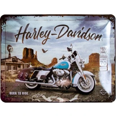 Abbildung von Nostalgic Art Retro Blechschild, 15 x 20 cm, Harley Davidson Route 66 Road King Classic Geschenk Idee für Biker, aus Metall, Vintage Design