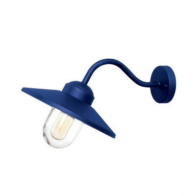 Abbildung von Elstead Lighting KLAMPENBORG NVB Wandleuchte 1xE27 60W IP44 Edelstahl Marineblau, Glas klar H:25.5cm B:27.5cm dimmbar