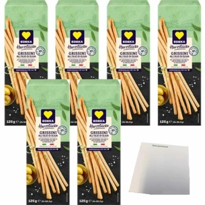Abbildung von Edeka Italia Grissini mit 10 % Olivenöl aus Italien 6er Pack (6x125g Packung) + usy Block