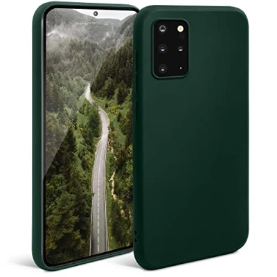 Abbildung von Moozy Minimalist Series Silikon Hülle für Samsung S20 Plus, Dunkelgrün Mattes Finish, Dünne, Weiche TPU Handyhülle Schutzhülle