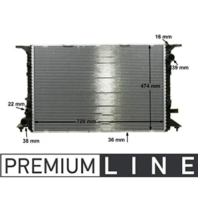 Abbildung von MAHLE ORIGINAL CR 1201 000P Kühler, Motorkühlung für Fahrzeuge mit Klimaanlage 720 474 36 Kühlrippen gelötet AUDI: A8 D4