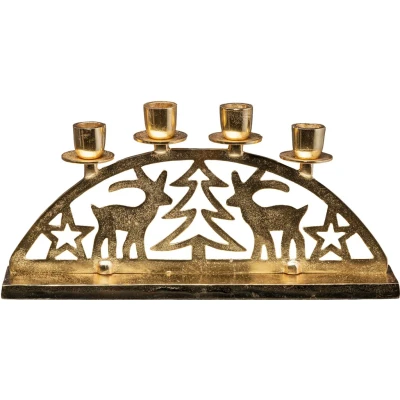 Abbildung von Creativ deco Kerzenhalter &quot;Adventsleuchter Weihnachtslandschaft&quot;, (1 St.), Stabkerzenhalter, Weihnachtsdeko, Breite ca. 35 cm, 4 flammig