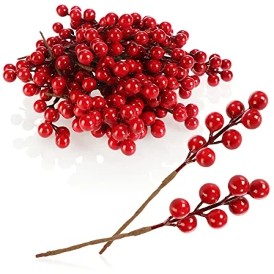 Abbildung von com four® 50x Streudeko, dekorative Zweige mit Beeren, Dekozweige zum Streuen als Bastelbedarf, verschönert Geschenke und Potpourris (50 Stück wenig Beeren)