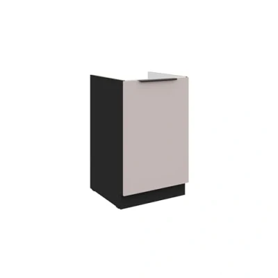 Abbildung von Küchen Spülenunterschrank 50 cm Küche Arona Kaschmir beige matt + Schwarz Küchenzeile Küchenblock Einbauküche