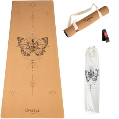 Abbildung von Kork Yogamatte aus &amp; Naturkautschuk. in 6 Yoga Designs
