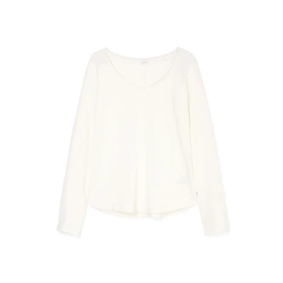 Abbildung von Marc O&#039;Polo Denim Longsleeve Vneck Langarmshirt, Damen, Größe: XXL, Scandinavian white