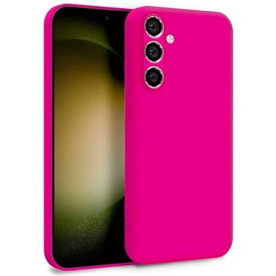 Abbildung von MyGadget Hülle für Samsung Galaxy S23 FE Zweilagige Handyhülle mit Kameraschutz Cover Innenfutter &amp; Silikon außen Magenta Rot