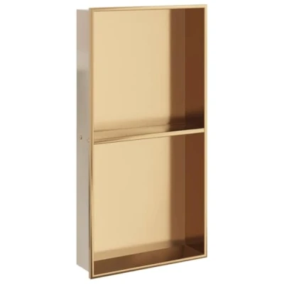 Abbildung von vidaXL Duschnische Golden Gebürstet 32x62x9 cm Edelstahl, Wandnische, Wandnische Dusche, Badnische, Wandnischen, Einbaunische Badnischen