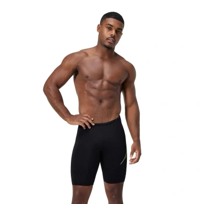 Abbildung von Speedo Hyperboom Placement Jammer Swim Training Fitness Chlorine Resistant Schwimmhose für Herren, Black/Hyper Yellow, 36