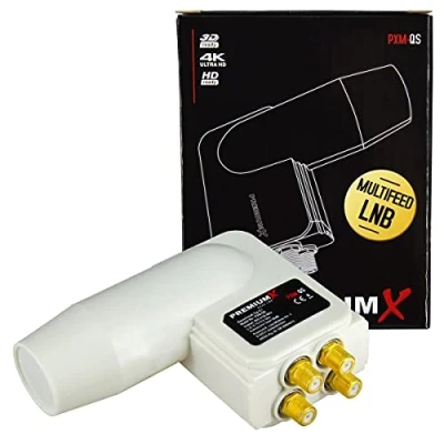 Abbildung von Premium X PXM QS Multifeed Quad Rocket schmal LNB 3 Grad SAT für 4 Teilnehmer FullHD 3D 4K UltraHD Typ 0,1 inkl Wetterschutz