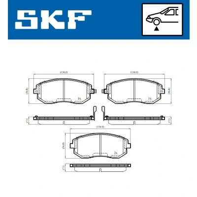 Abbildung von SKF VKBP 80545 A Bremsbelagsatz mit akustischer Verschleißwarnung
