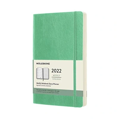 Abbildung von Moleskine Wochenplaner 2022, 12 Monate Wochenkalender, und Notizbuch, weicher Einband, Format Groβ 13 x 21 cm, Farbe eisgrün, 144 Seiten