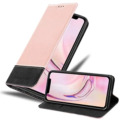 Abbildung von Cadorabo Hülle kompatibel mit Apple iPhone 13 PRO aus Premium Kunst Leder Flip Klappbare Stoßfeste Magnetische [Standfunktion] [Kartenfächern] Cover für Tasche in Rosa