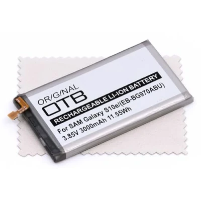 Abbildung von Ersatz Akku passend für Samsung Galaxy S10e (Ersetzt Originalakku EB BG970ABU) 3000mAh mit mungoo Displayputztuch
