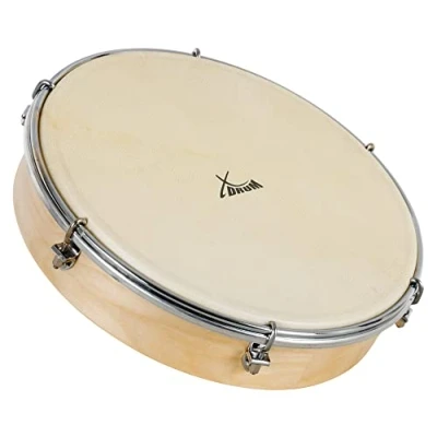 Abbildung von XDrum HTM 10S 10&quot; Handtrommel mit Natur Fell Rahmentrommel Naturfell Stimmbar 6 Spannhaken Holzrahmen aus Ahorn Ergonomischer Griff