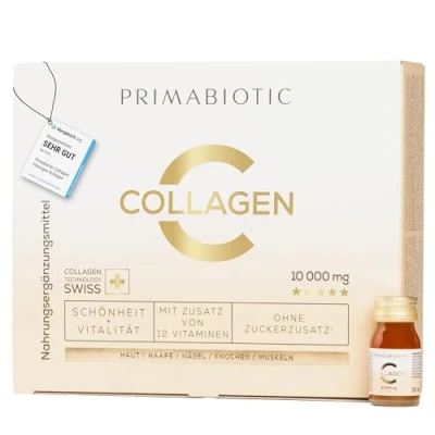 Abbildung von Primabiotic Collagen Kollagen Paket 30 Flaschen 30ml Hoher Kollagengehalt [10.000 mg] hydrolysiertes hohe Qualität 900ml Absorption 95% (30)