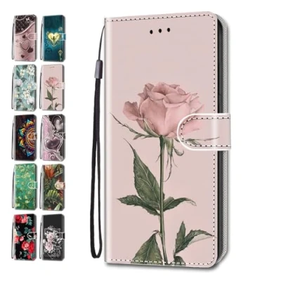 Abbildung von Handyhülle für Huawei P20 Lite Hülle Muster Lederhülle Klapphülle Tasche Flip Case Cover Schutzhülle mit Kartenfach Handytasche Eine Blume