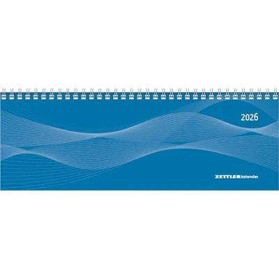 Abbildung von Tisch Querkalender Profi blau 2026 Büro Planer 29,7x10,5 cm Kalender 1 Woche 2 Seiten Ringbindung Zettler