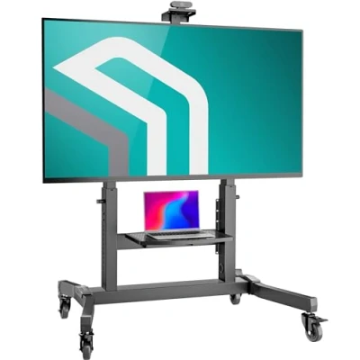 Abbildung von ONKRON TV Ständer 50 100 Zoll, bis 120 kg, VESA 200x200 1000x600 mm Ständer, (bis 100,00 Neigung von Bildschirm 5 zu Grad, 75 Räder)