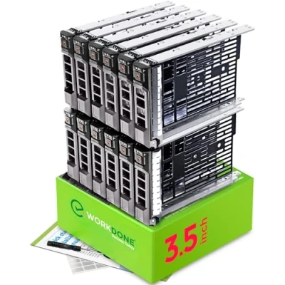 Abbildung von WORKDONE 12er Pack 3,5&quot; Festplatten Caddy Kompatibel für Dell PowerEdge Server 11. 13. Gen. mit Installationshandbuch Frontaufkleber Schraubendreher Starke Tray Schrauben
