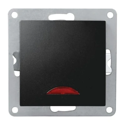Abbildung von McPower Schalter mit Orienterungsleuchte FLAIR 10A Lichtschalter Unterputz 250V ein aus Orientierungslicht (LED leuchtet wenn Licht AUS) Schraubklemmen Anschluss, matt Schwarz