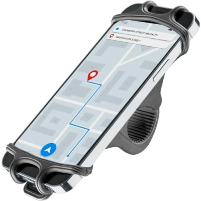 Abbildung von Cellularline Rider Universal Universelle Smartphone Halterung für Fahrradlenker aus katzfestem Silikon verstellbarem Band