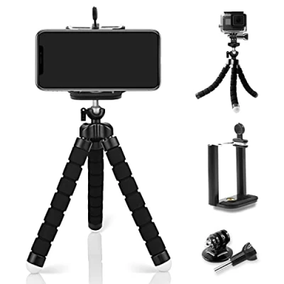 Abbildung von FAEFTY Smartphone Stativ Flexibel Mini Tragbar mit 1/4 Zoll Schraube, Schwarz