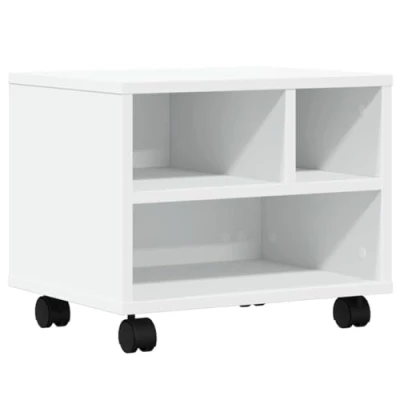 Abbildung von vidaXL Druckerständer mit Rollen, Druckertisch Stauraum, Druckerwagen für Büro Arbeitszimmer, Druckerhalter, Weiß Holzwerkstoff